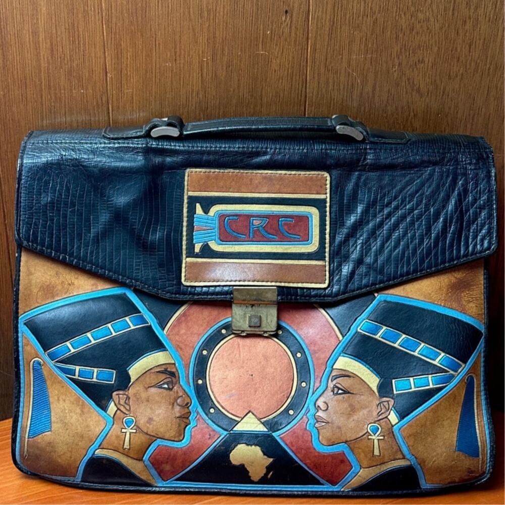 Vintage Marvin Sin Handmade/Hand Painted Leather Briefcase